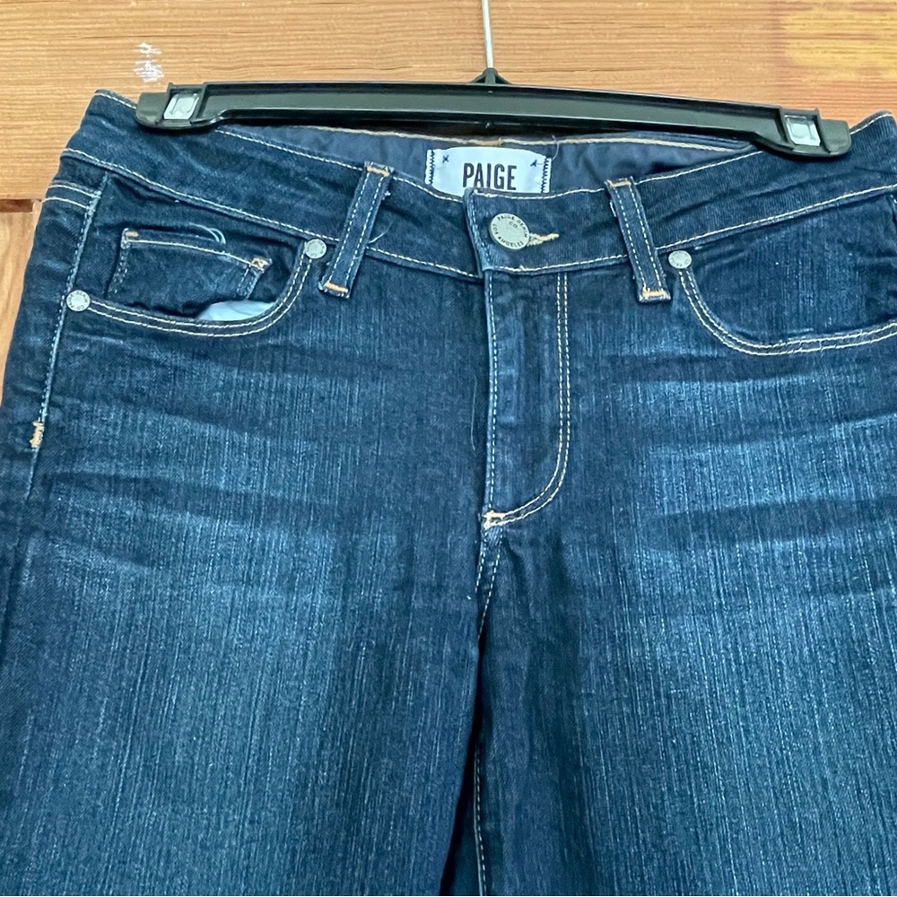 Paige Skyline Skinny USA Dark Wash Blue Stretch Jeans 27 - Picture 2 of 10